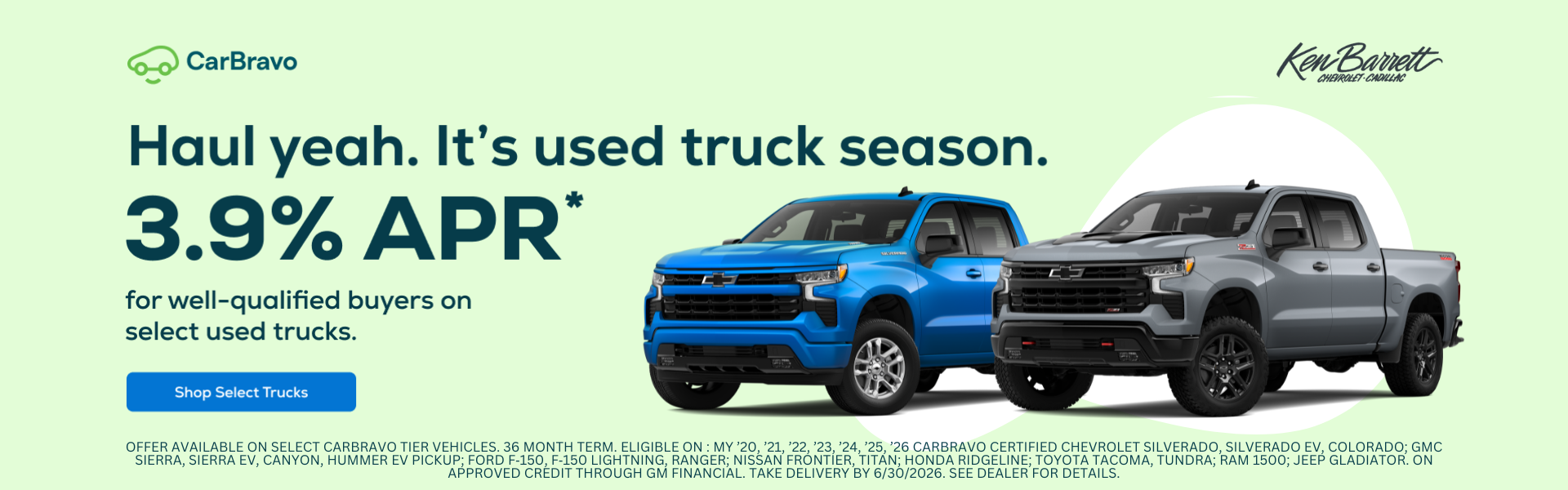 3.9% APR on Select Used Trucks