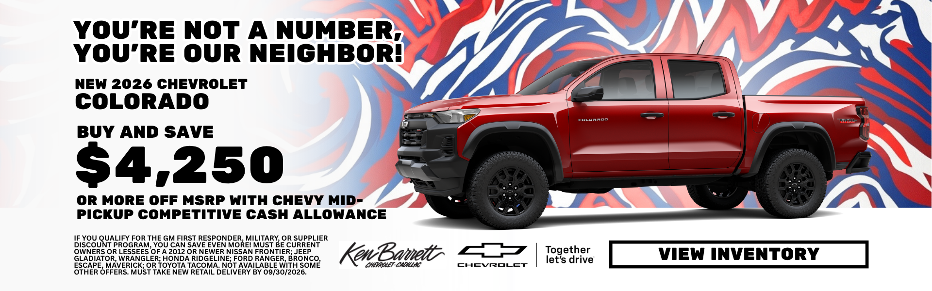 Deal at Ken Barrett on new Chevrolet Colorado