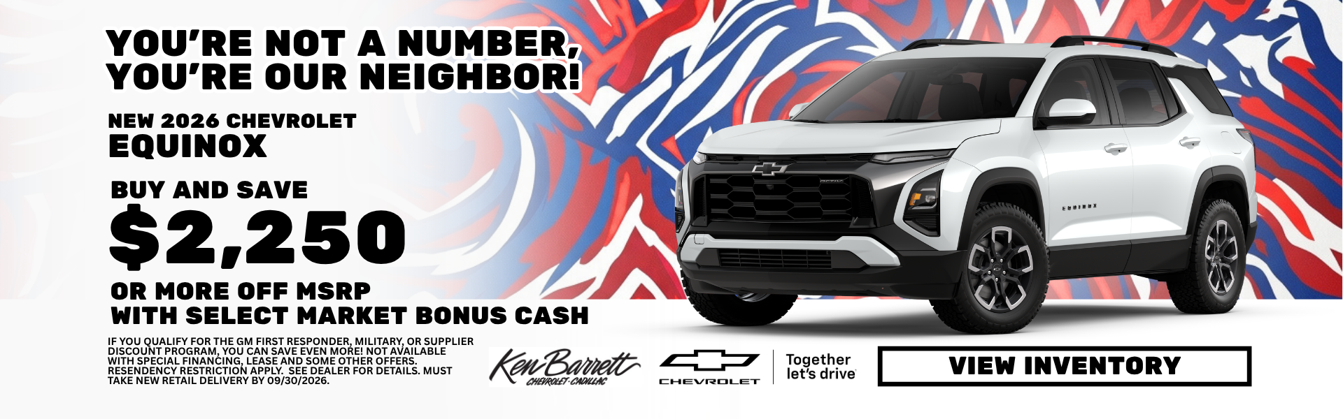 Deal at Ken Barrett on new Chevrolet Equinox