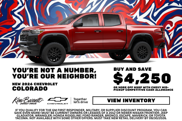 Deal at Ken Barrett on new Chevrolet Colorado