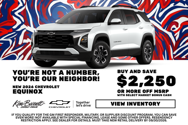 Deal at Ken Barrett on new Chevrolet Equinox