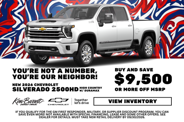 Deal at Ken Barrett on new Chevrolet Silverado 2500HD