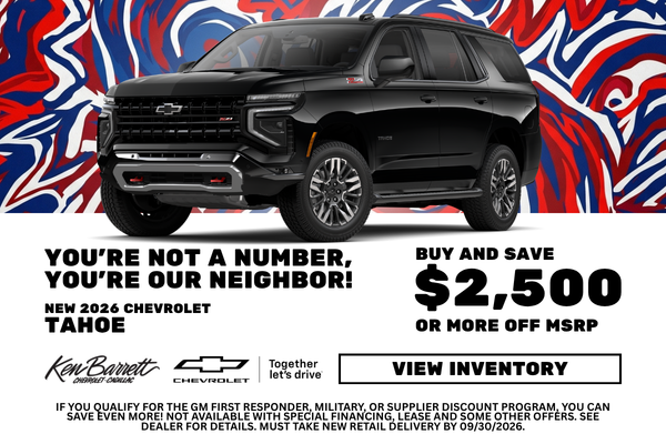 Deal at Ken Barrett on new Chevrolet Tahoe