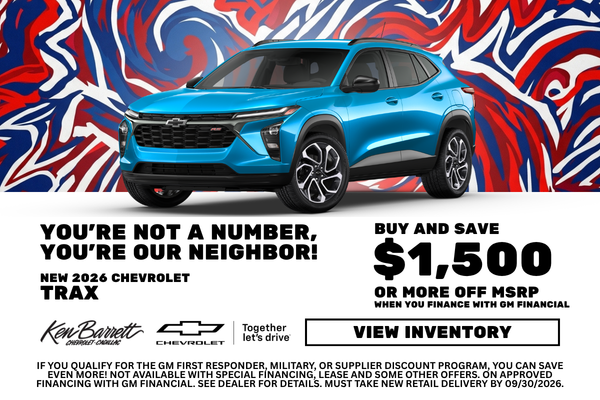 Deal at Ken Barrett on new Chevrolet Trax