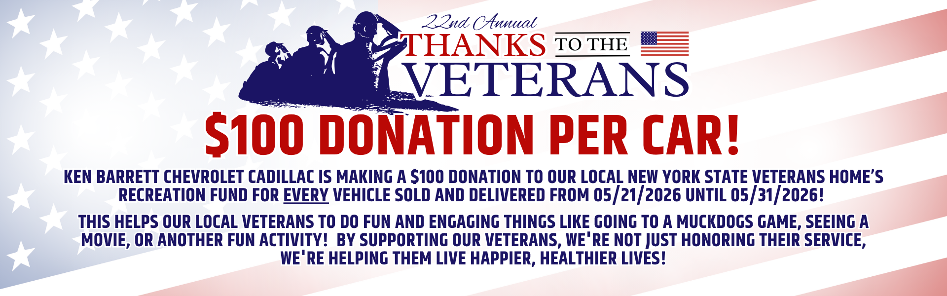 $100 Donation per car sold though the end of the month